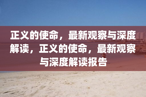 正义的使命,最新观察与深度解读,正义的使命,最新观察与深度解读报告